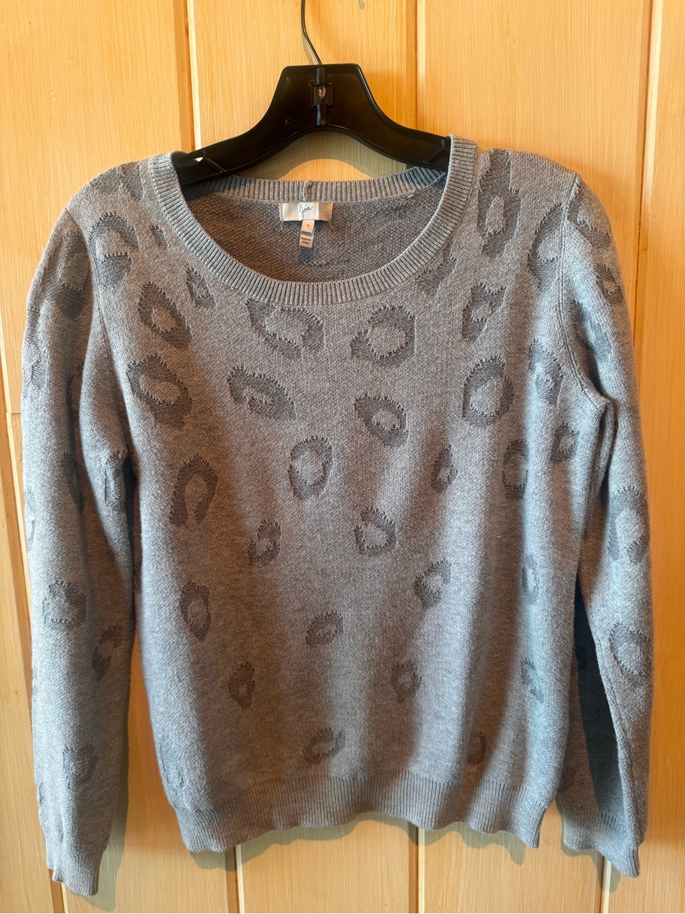 Joie Gray Leopard-Print Scoopneck Sweater